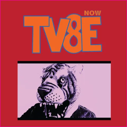 TV8E as text in Orange letters and a red background with a man with a tiger's head in profile